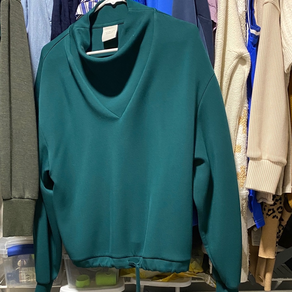 Varley Teal Green Women's Funnel Neck Sweater s